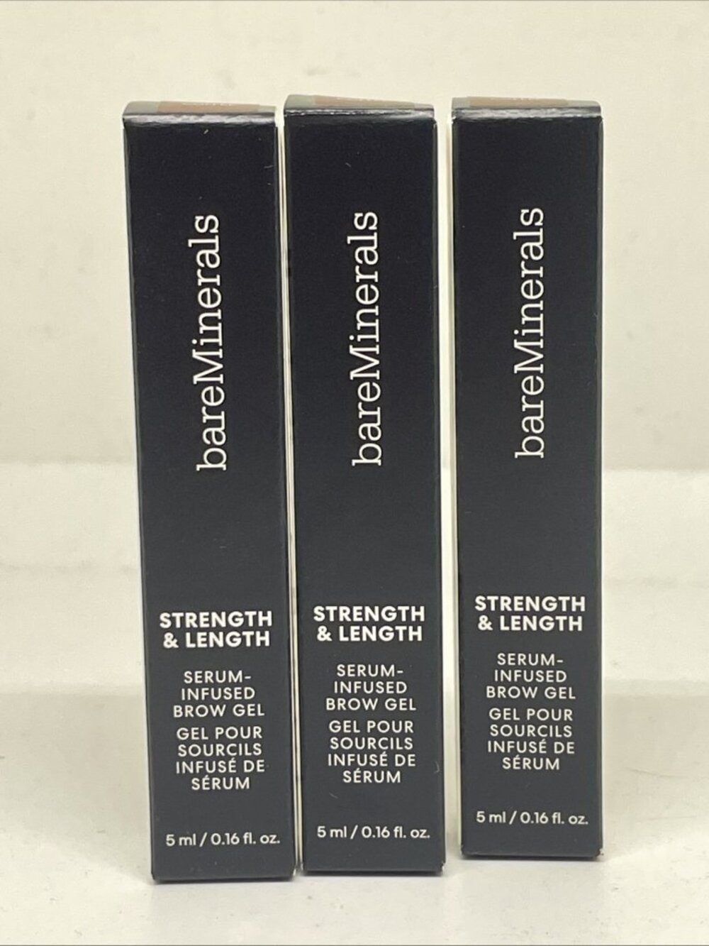 3 x BareMinerals Strength & Length Serum-Infused Brow Gel Plant-based  0.16 Oz